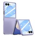 Samsung Galaxy Z Flip7 Kunststof hoesje met buitenste gehard glazen schermbeschermer - Paars