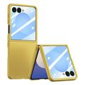 Samsung Galaxy Z Flip7 Kunststof hoesje met buitenste gehard glazen schermbeschermer - Geel