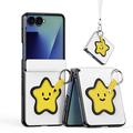 Samsung Galaxy Z Flip8 Dux Ducis Luvy hoesje met Vingerring/Handriem - Wit / Ster