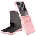 Samsung Galaxy Z Flip8 Kunststof hoesje met buitenste gehard glazen schermbeschermer - Roze