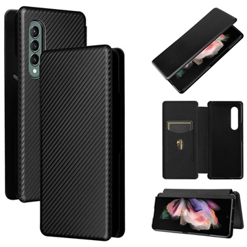 Samsung Galaxy Z Fold3 5G Flip Cover - Koolstofvezel - Zwart