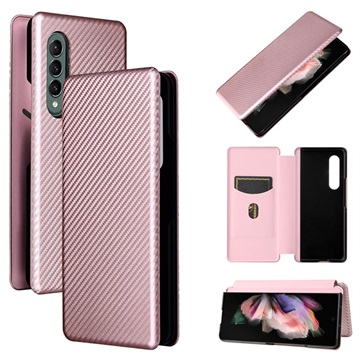 Samsung Galaxy Z Fold3 5G Flip Cover - Koolstofvezel - Rose Gold