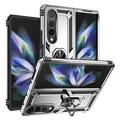 Samsung Galaxy Z Fold4 Hybride Hoesje met Metalen Standaard - Zilver