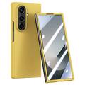 Samsung Galaxy Z Fold7 Kunststof hoesje met buitenste gehard glazen schermbeschermer - Geel