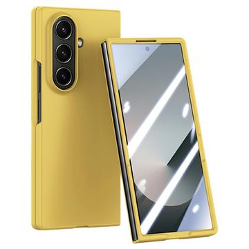 Samsung Galaxy Z Fold7 Kunststof hoesje met buitenste gehard glazen schermbeschermer - Geel