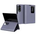 Samsung Galaxy Z Fold8 Smart Clear View Flip Hoesje met kaartsleuf - Grijs Paars