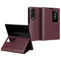 Samsung Galaxy Z Fold8 Smart Clear View Flip Hoesje met kaartsleuf - Wijnrood