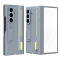 Samsung Galaxy Z TriFold Kickstand hoesje met gehard glazen schermbeschermer en stylus pen - Grijs