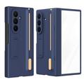 Samsung Galaxy Z TriFold Kickstand hoesje met gehard glazen schermbeschermer en stylus pen - Saffier