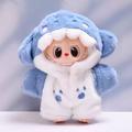 Haaien jumpsuit met capuchon voor Labubu pop 17cm - Blauw / Wit