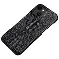 Luxury Crocodile iPhone 14 Plus Leren Gecoate Case - Zwart
