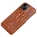 Luxury Crocodile iPhone 14 Plus Leren Gecoate Case - Bruin