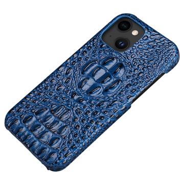 Luxury Crocodile iPhone 14 Plus Leren Gecoate Case - Blauw