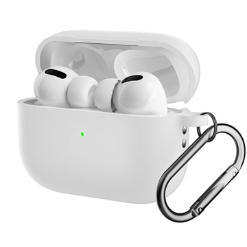 AirPods Pro 2 Siliconen Hoesje met Karabijnhaak - Wit