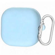 Samsung Galaxy Buds 4/Buds 4 Pro Siliconen Hoesje met Karabijnhaak - Luchtblauw