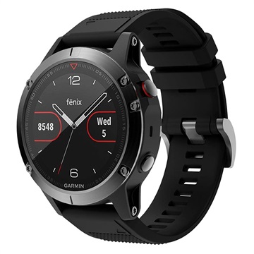 Siliconen Band - Garmin Fenix 6 GPS/6 Pro GPS/5/5 Plus - Zwart