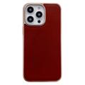 Silky Series iPhone 14 Pro Max Leren Gecoate Case - Coffee