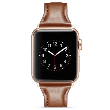 Apple Watch Series Ultra 2/Ultra/9/8/SE (2022)/7/SE/6/5/4/3/2/1 Slim Leder Bandje - 44mm, 42mm - Coffee