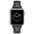 Apple Watch Series 10/9/8/SE (2022)/7/SE/6/5/4/3/2/1 Slim Leder Bandje -  42mm/41mm/40mm/38mm - Zwart