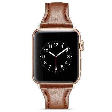 Apple Watch Series 10/9/8/SE (2022)/7/SE/6/5/4/3/2/1 Slim Leder Bandje - 42mm/41mm/40mm/38mm