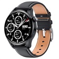 Smartwatch met Leren Band M103 - iOS/Android (Geopende verpakking - Uitstekend) - Zwart