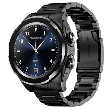 Smartwatch met TWS Oortelefoon JM06 - Aluminium Band - Zwart