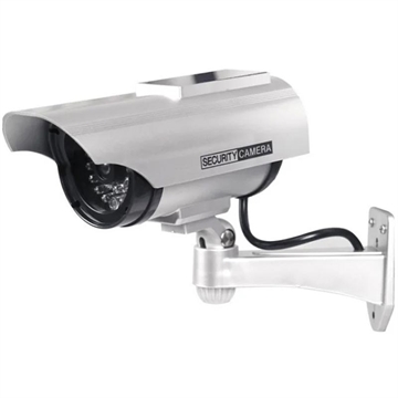 Dummy beveiligingscamera op zonne-energie met knipperende LED - Zilver