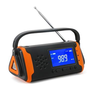Noodradio op zonne-energie met zaklamp - Zwart / Oranje