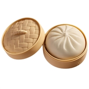 Effen gekleurde, zachte stressbal in de vorm van een dumpling met stoomkistje - Wit