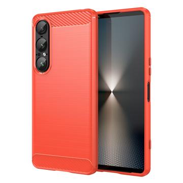 Sony Xperia 1 VII Geborsteld TPU Hoesje - Koolstofvezel