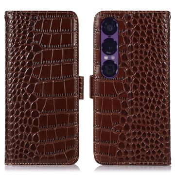 Sony Xperia 1 VII Crocodile Series Wallet Leren Hoesje met RFID