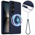 Sony Xperia 1 VII Liquid Siliconen Hoesje - MagSafe Compatibel - Donkerblauw