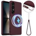 Sony Xperia 1 VII Liquid Siliconen Hoesje - MagSafe Compatibel - Wijnrood