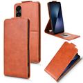 Sony Xperia 1 VII Verticale Flip Hoesje met Standaard - Bruin