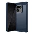 Sony Xperia 1 VIII Geborsteld TPU Hoesje - Koolstofvezel - Blauw