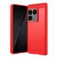 Sony Xperia 1 VIII Geborsteld TPU Hoesje - Koolstofvezel - Rood
