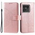 Sony Xperia 1 VIII Mandala-portemonneehoesje met polsbandje - Roze