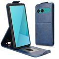 Sony Xperia 10 VII Verticale Flip Hoesje met Standaard - Donkerblauw