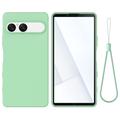 Sony Xperia 10 VIII Vloeibare siliconen hoesje met polsbandje - Groen