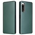 Sony Xperia 5 IV Flip Cover - Koolstofvezel - Groen