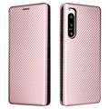 Sony Xperia 5 IV Flip Cover - Koolstofvezel - Rosé goud