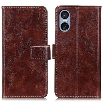 Sony Xperia 5 VI Portemonnee Hoesje met Magnetische Sluiting - Bruin