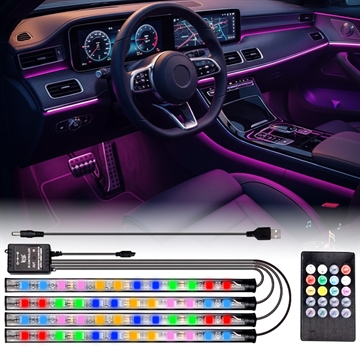 Sound-Activated interieur neon auto LED Strip Light - 4 stuks, 36 LED\'s