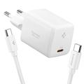 Spigen EE451EU Essential 45W GaN Pro USB-C-wandlader met 100W USB-C-kabel - wit
