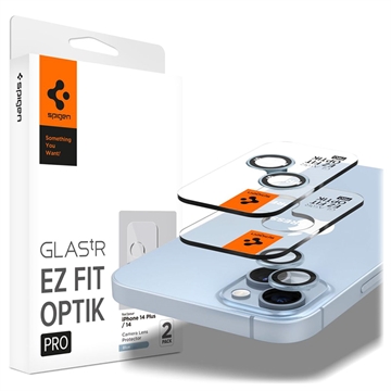 Spigen Glas.tR Ez Fit Optik Pro iPhone 14/14 Plus/15/15 Plus Lens Glazen Protector - Blauw
