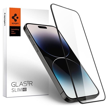 Spigen Glas.tR Slim HD iPhone 14 Pro Max Glazen Screenprotector - Zwart