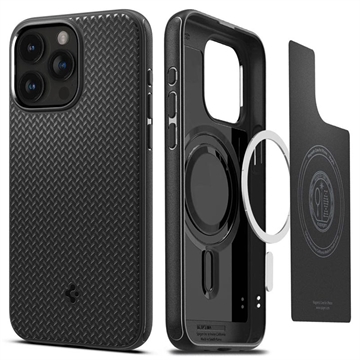 iPhone 15 Pro Spigen Mag Armor Hybrid Case - Mat Zwart