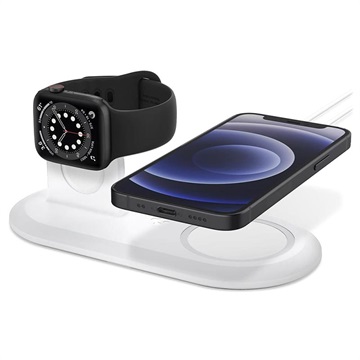 Spigen MagFit Duo Opladen Dock voor Apple MagSafe, Apple Watch - Wit