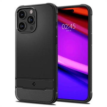 iPhone 15 Pro Spigen Rugged Armor Mag TPU Hoesje - Zwart