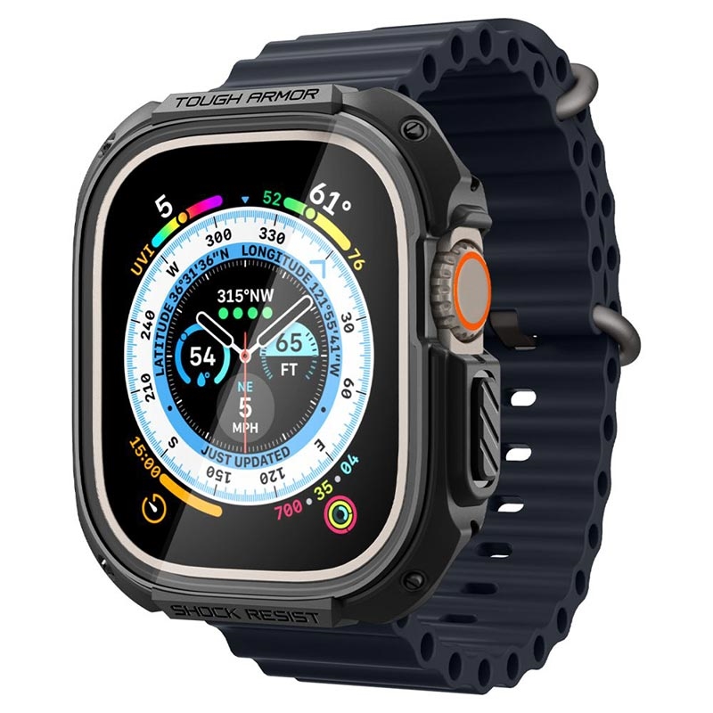 Spigen Tough Armor Apple Watch Ultra Ultra 2 Cover met Screenprotector 49mm Zwart